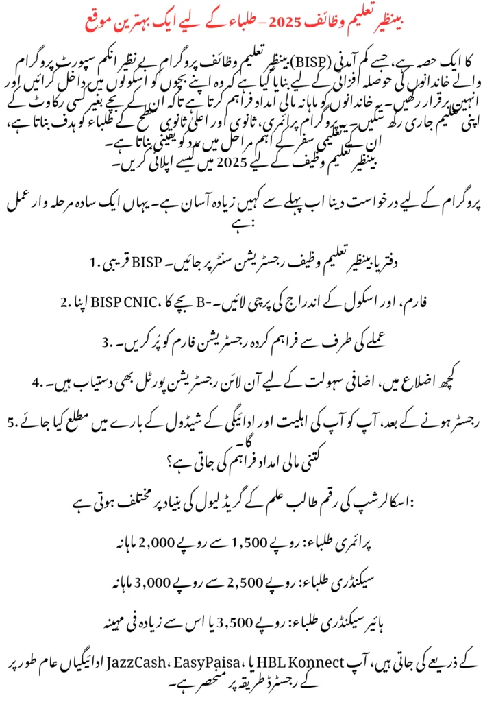 بینظیر تعلیم وظائف 2025 – طلباء کے لیے ایک بہترین موقع